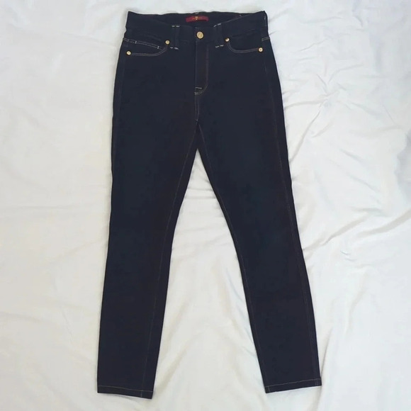 7 For All Mankind High Rise Skinny Jeans, Color Dark Wash Size 26 - Picture 1 of 14